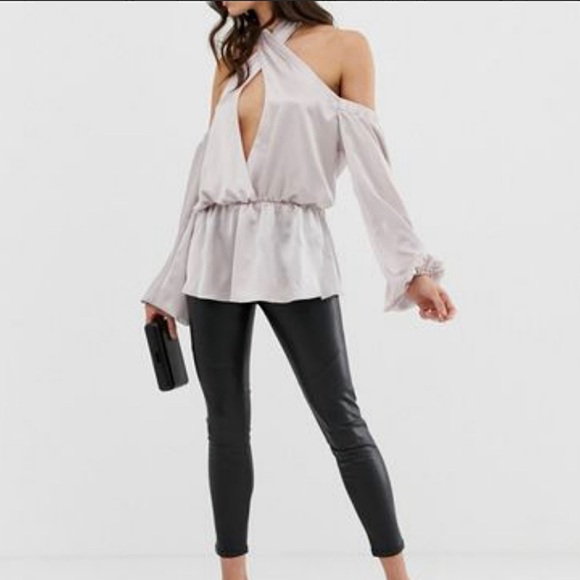 ASOS Silky off-shoulder top lilac [ XL ] long sleeve - Picture 11 of 11